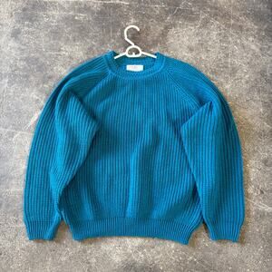 Vintage American Weekend Sweater Womens L Blue Oversized Knit Cottage 90s
